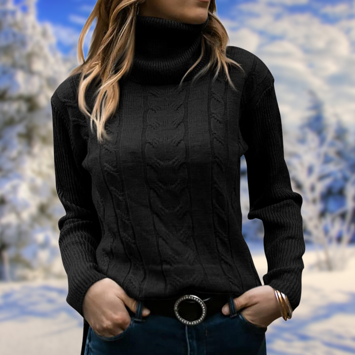 Women's Sophisticated Cable Knit Turtleneck Jumper