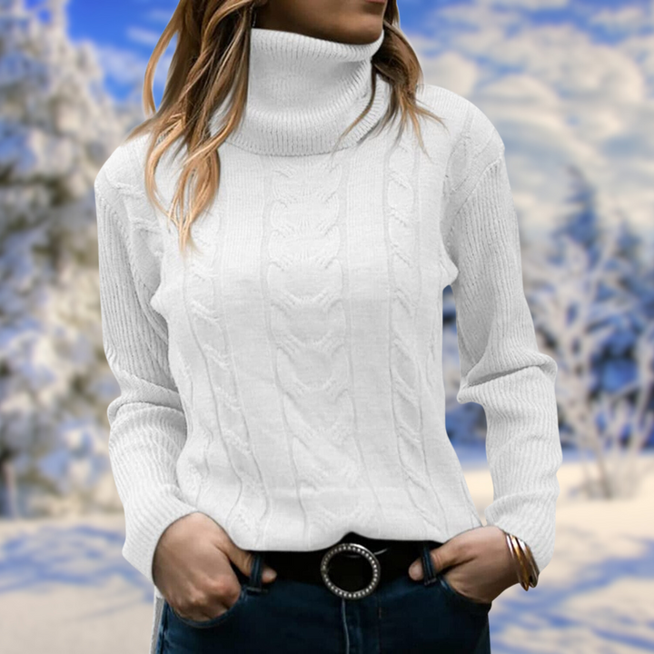 Women's Sophisticated Cable Knit Turtleneck Jumper