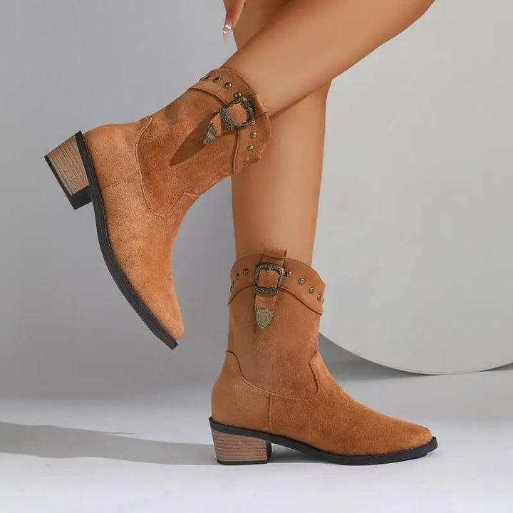 Women's Pretty Ankle Boots with Pointed Toe and Block Heel