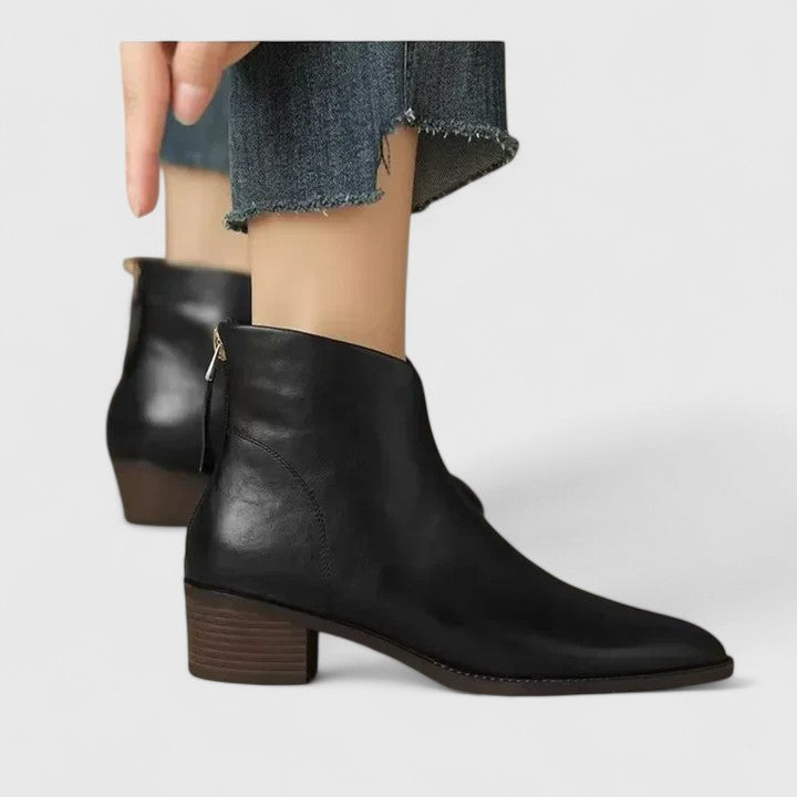 Women's Beautiful Pointed Toe Ankle Boots with Block Heel