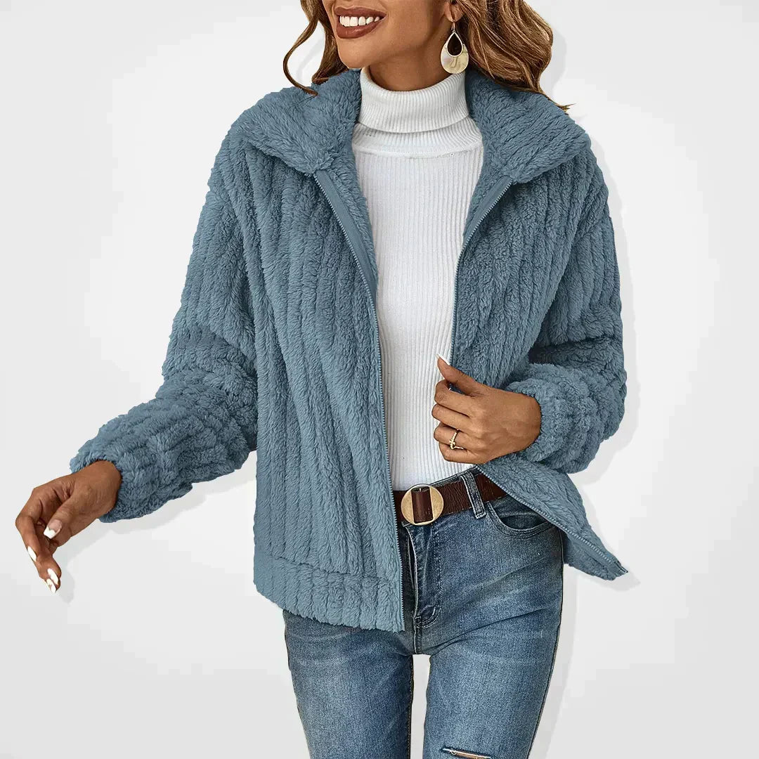 Women's Stylish Fleece Jacket with Collar