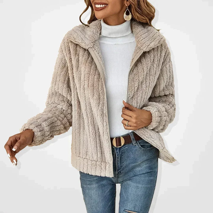 Women's Stylish Fleece Jacket with Collar