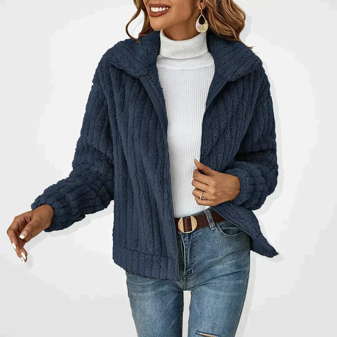 Women's Stylish Fleece Jacket with Collar
