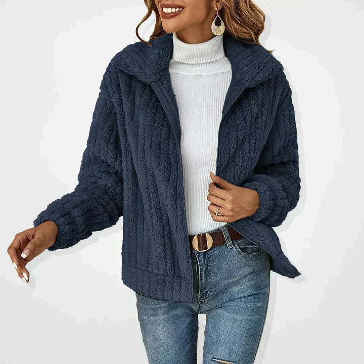 Women's Stylish Fleece Jacket with Collar