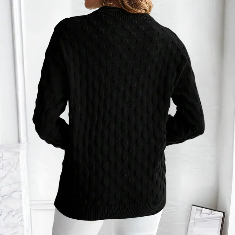 Women's Elegant Cashmere Cable Knit Sweater with Crew Neck and Ribbed Trims