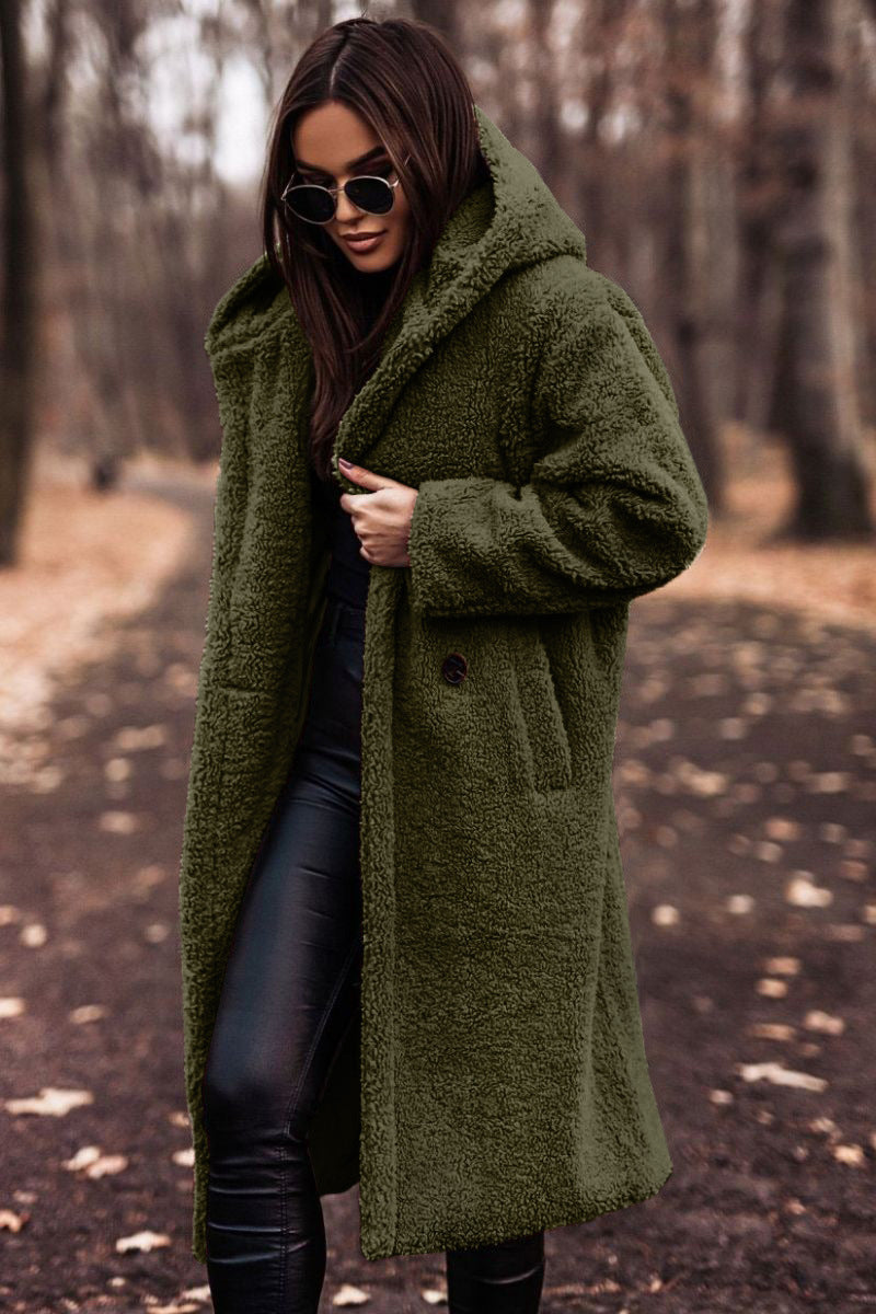 Women's Cosy Wool Coat with Double-Breasted Front
