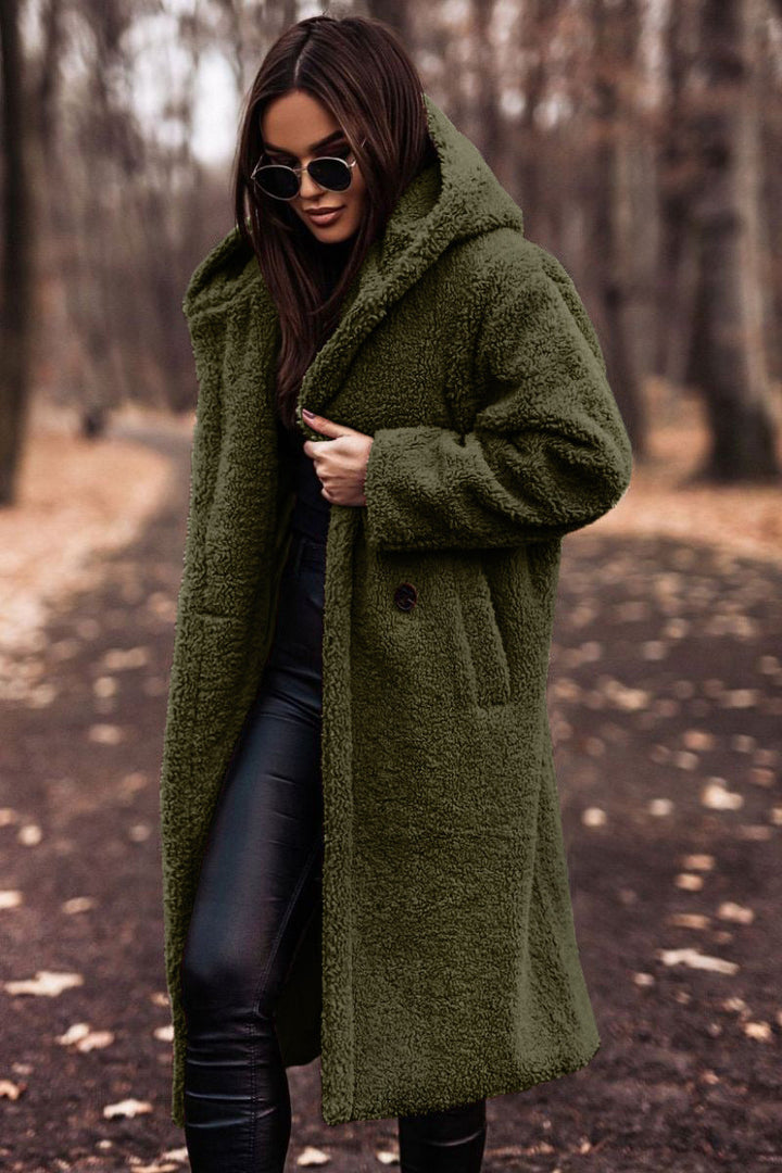 Women's Cosy Wool Coat with Double-Breasted Front