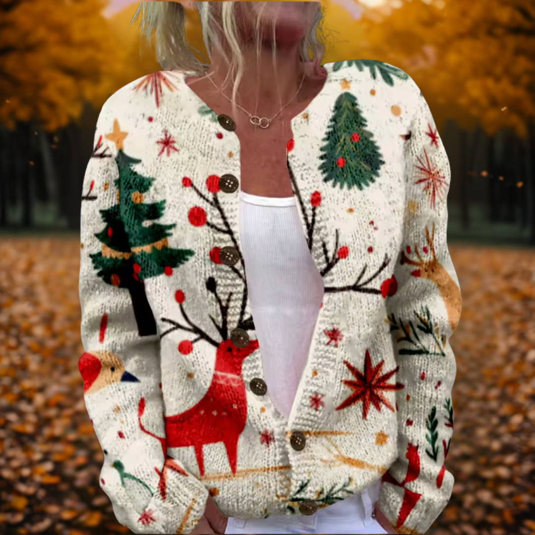 Women's Breathable Beige Cardigan with Button Up Front