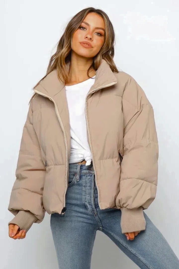 Women's Stylish Cropped Quilted Puffer Jacket