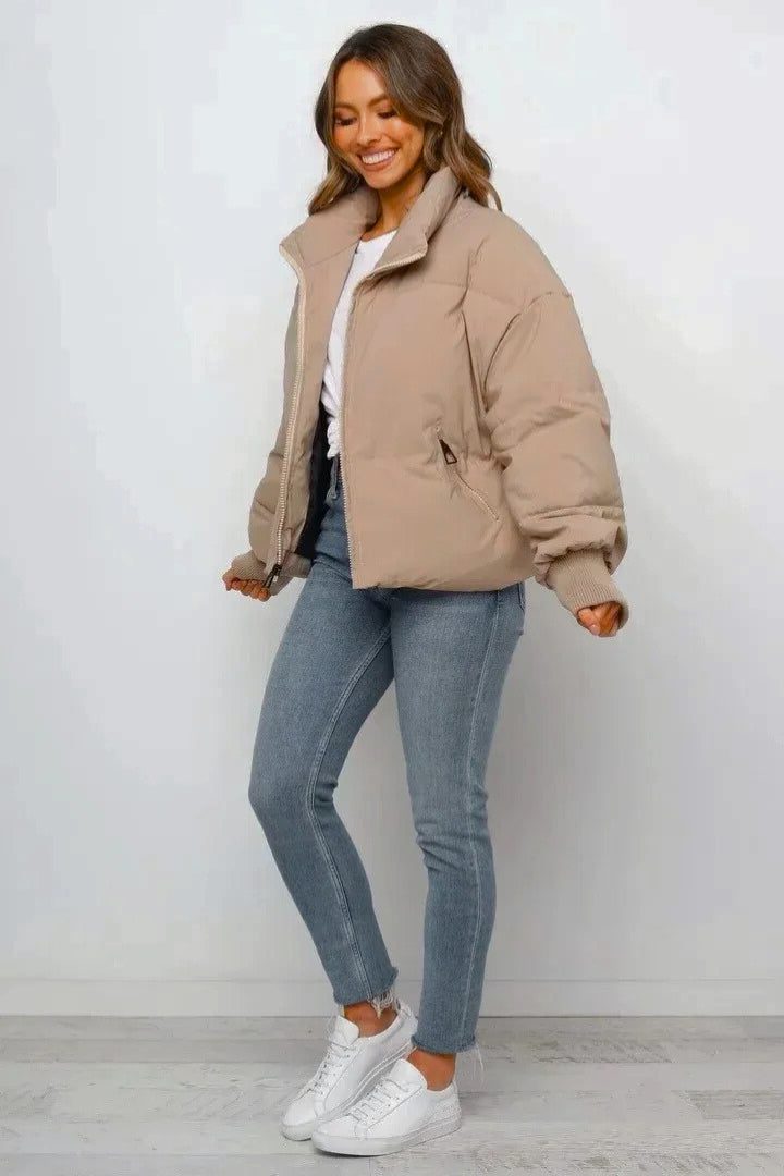 Women's Stylish Cropped Quilted Puffer Jacket