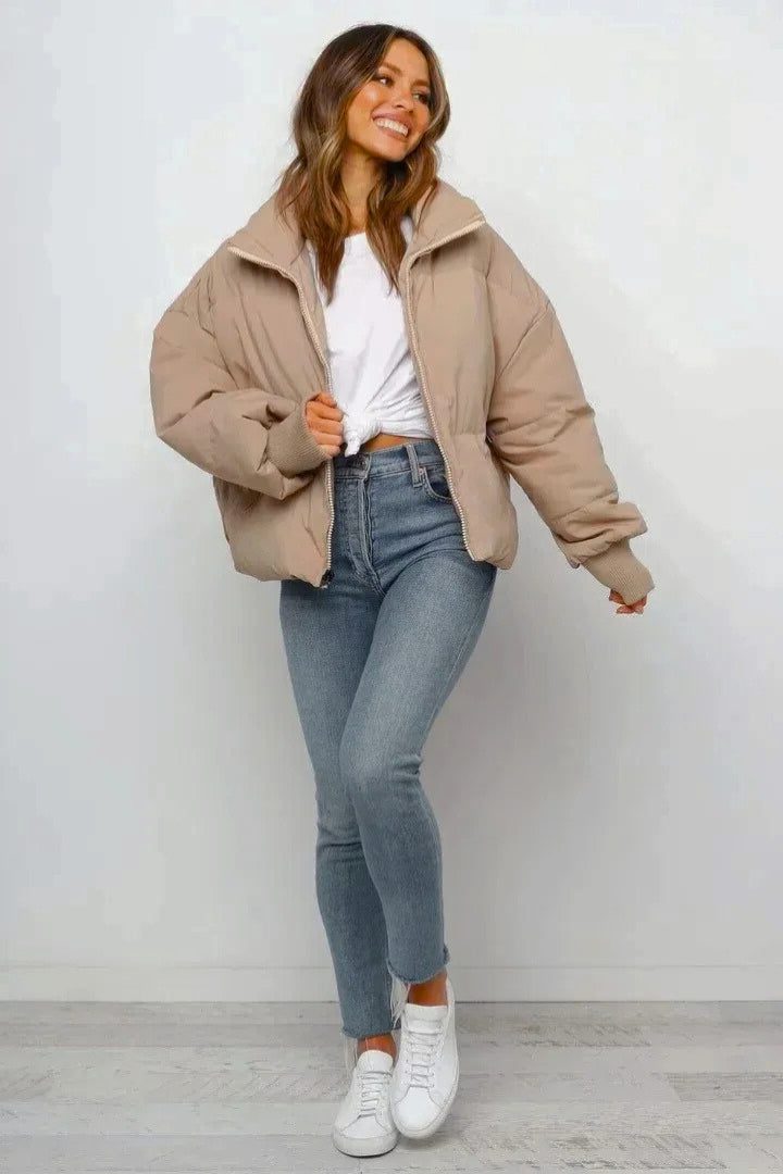 Women's Stylish Cropped Quilted Puffer Jacket