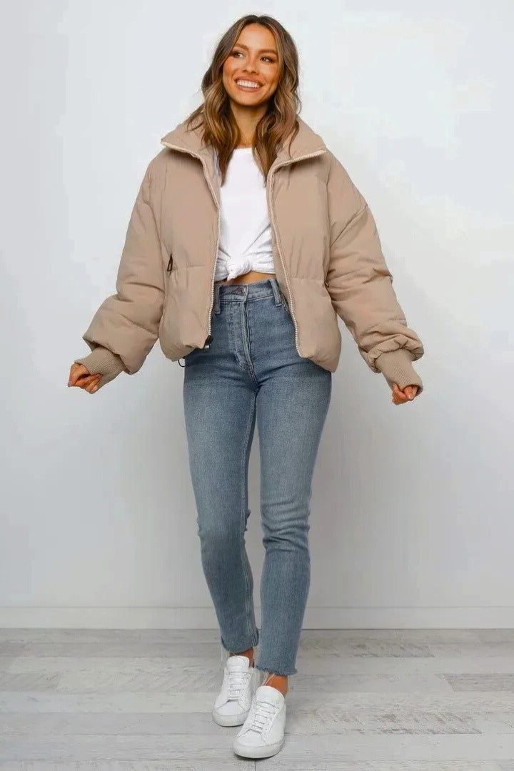 Women's Stylish Cropped Quilted Puffer Jacket