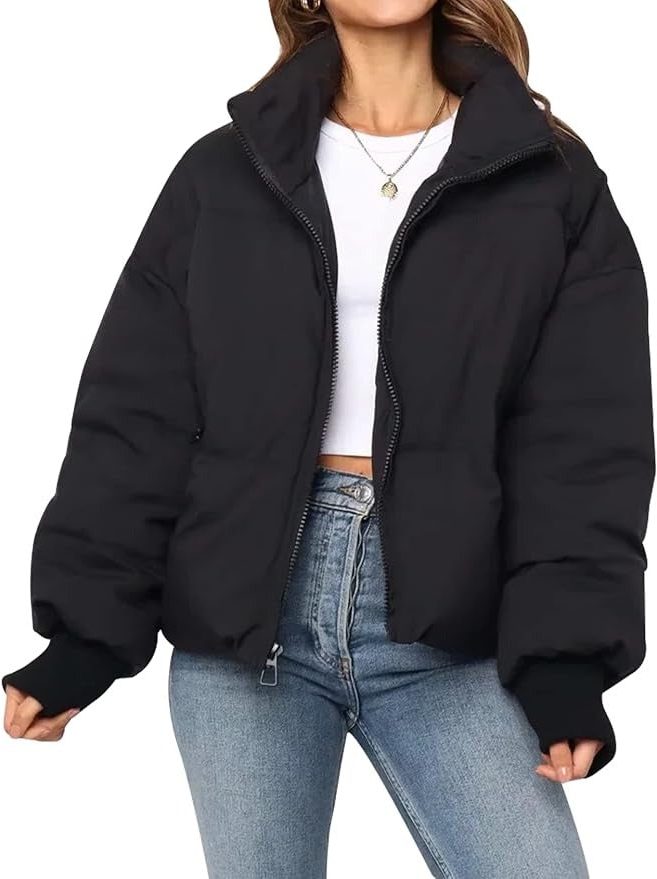 Women's Stylish Cropped Quilted Puffer Jacket