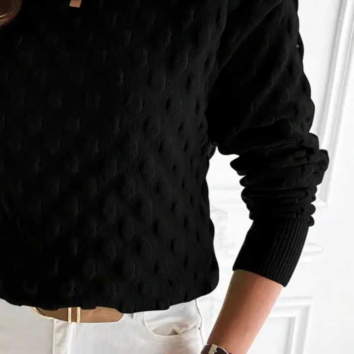Women's Elegant Cashmere Cable Knit Sweater with Crew Neck and Ribbed Trims