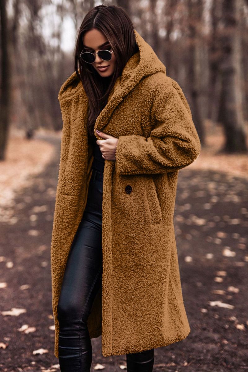 Women's Cosy Wool Coat with Double-Breasted Front