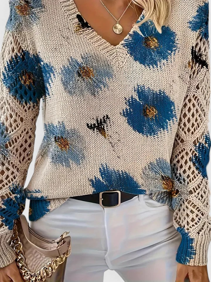 Women's Lightweight Floral Knit Jumper
