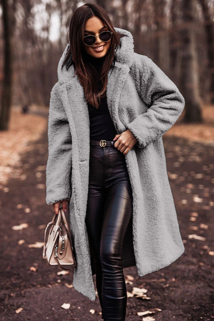 Women's Cosy Wool Coat with Double-Breasted Front