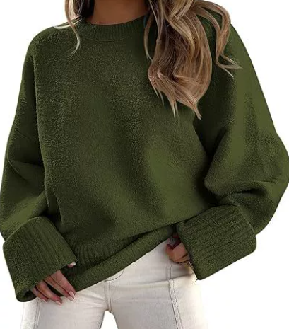 Women's Relaxed Oversized Jumper with Ribbed Knit Cuffs