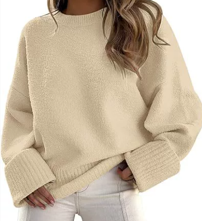Women's Relaxed Oversized Jumper with Ribbed Knit Cuffs