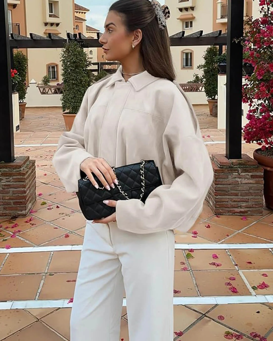 Women's Stylish Suede Bomber Jacket