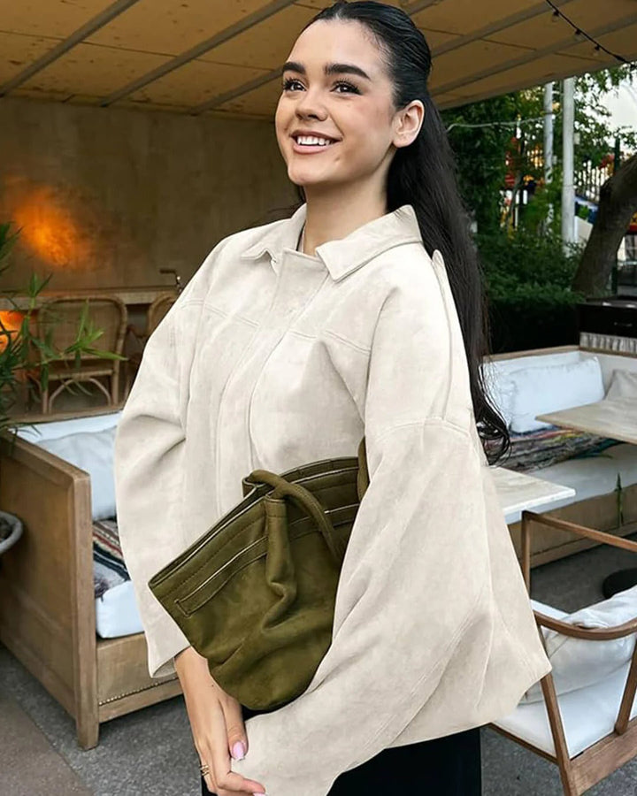 Women's Stylish Suede Bomber Jacket