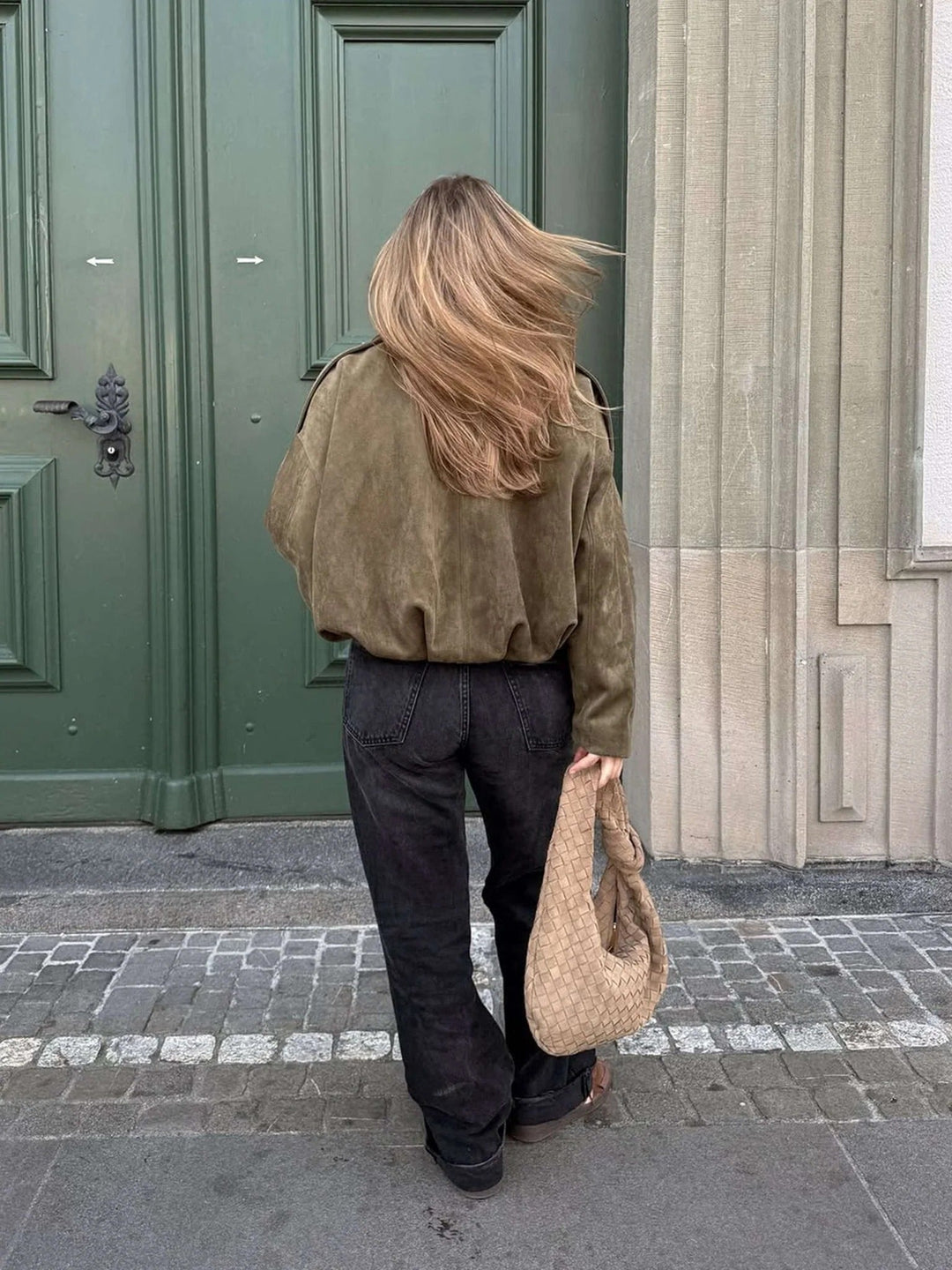 Women's Stylish Suede Bomber Jacket