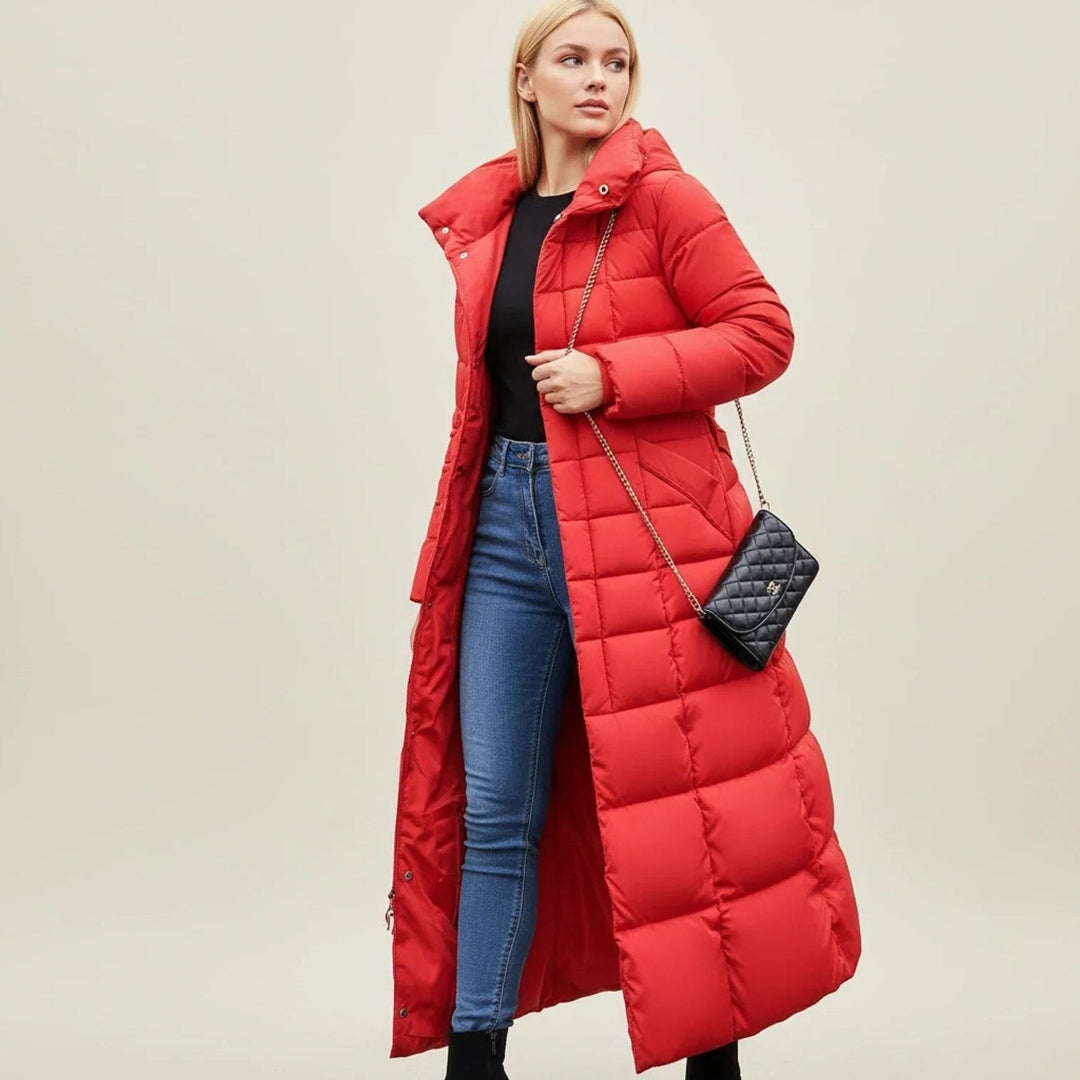 Women's Flattering Quilted Puffer Jacket with Faux Fur Hood