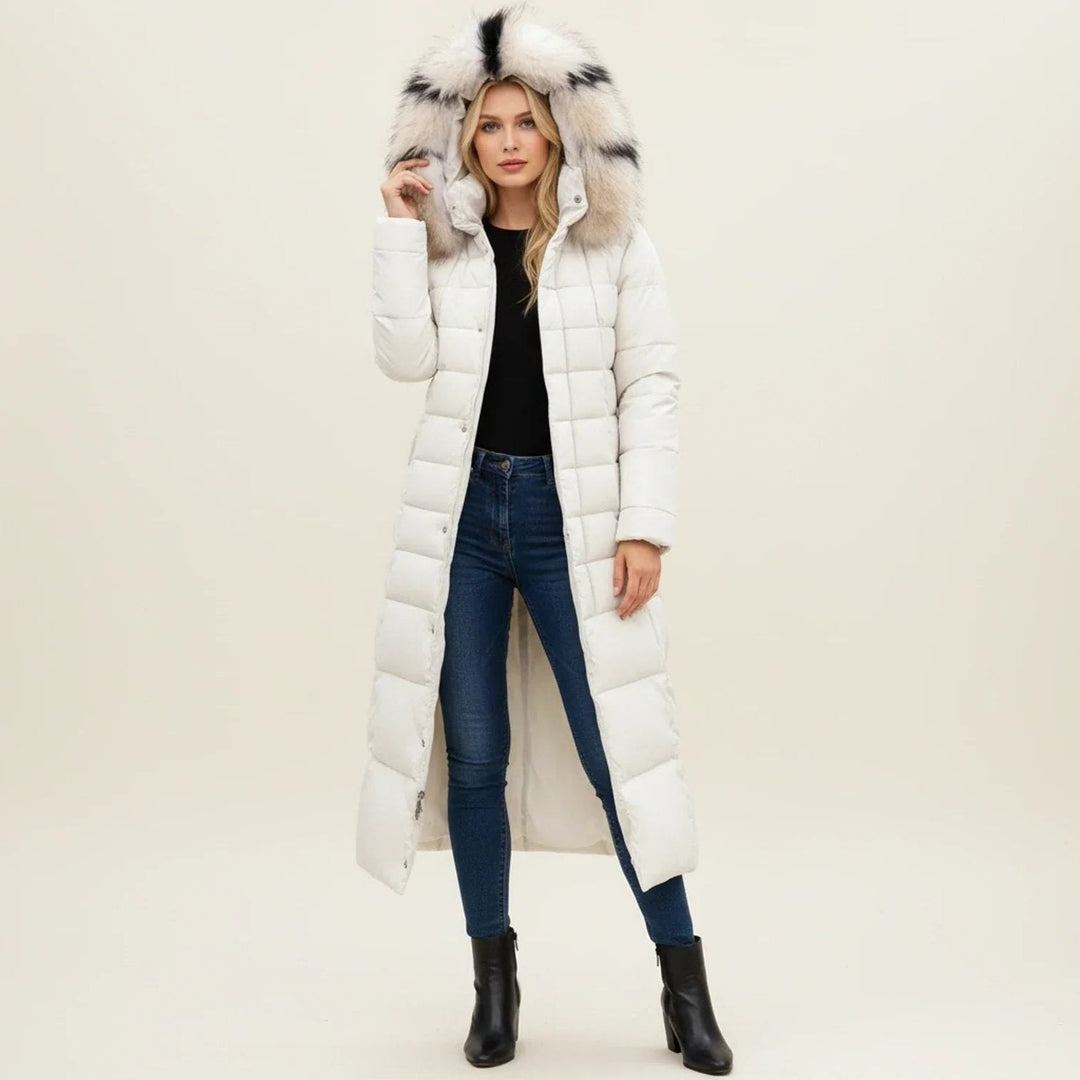 Women's Flattering Quilted Puffer Jacket with Faux Fur Hood